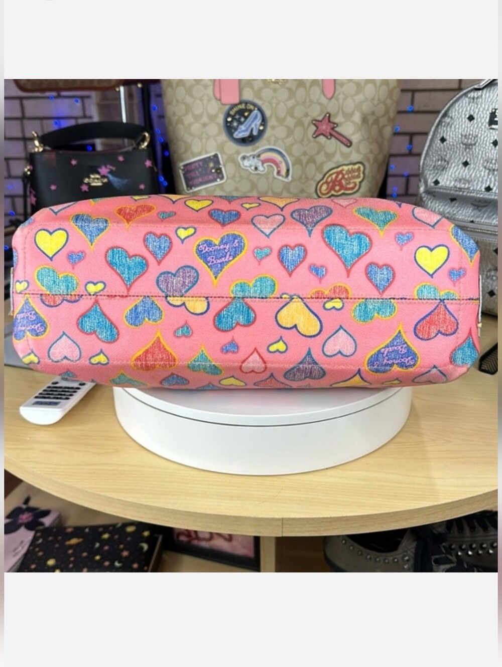 Dooney & Bourke Pink Heart-Print Tote - Picture 5 of 14